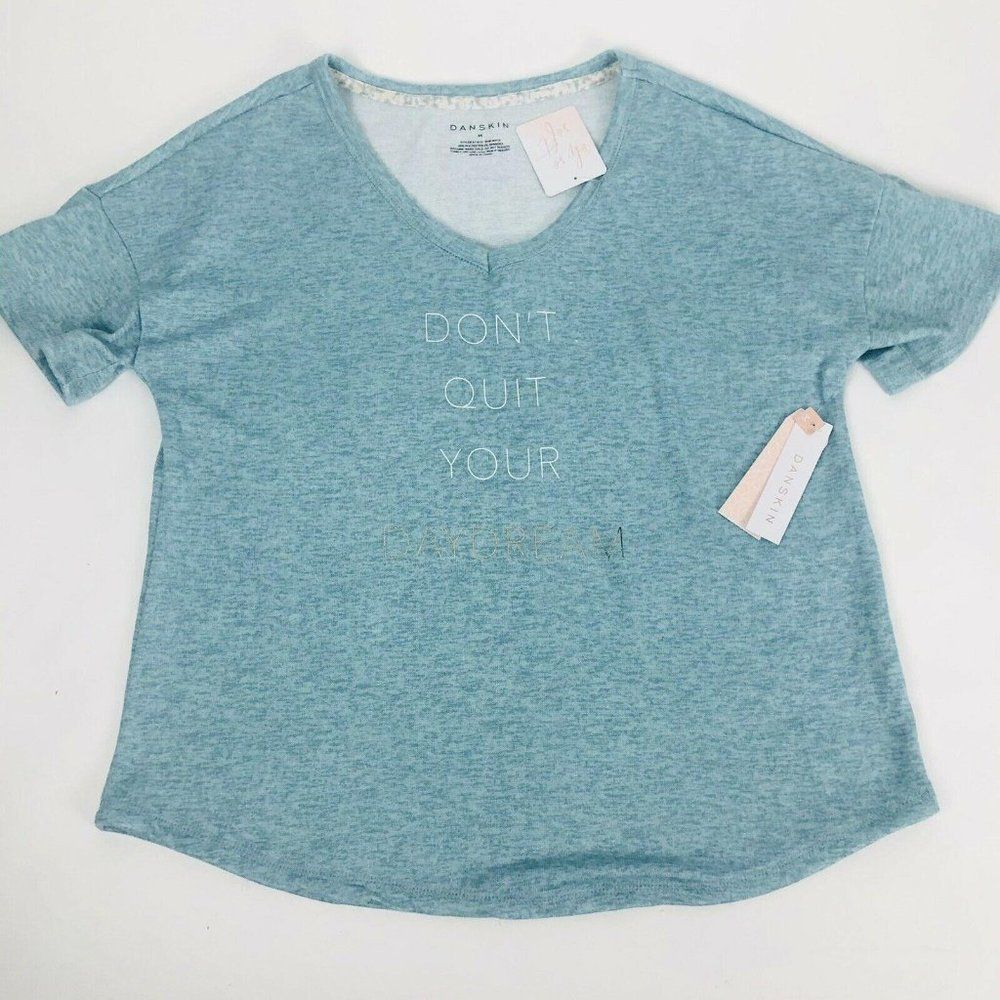 Danskin Womens Aqua Dont Quit Your Day Dream Top M